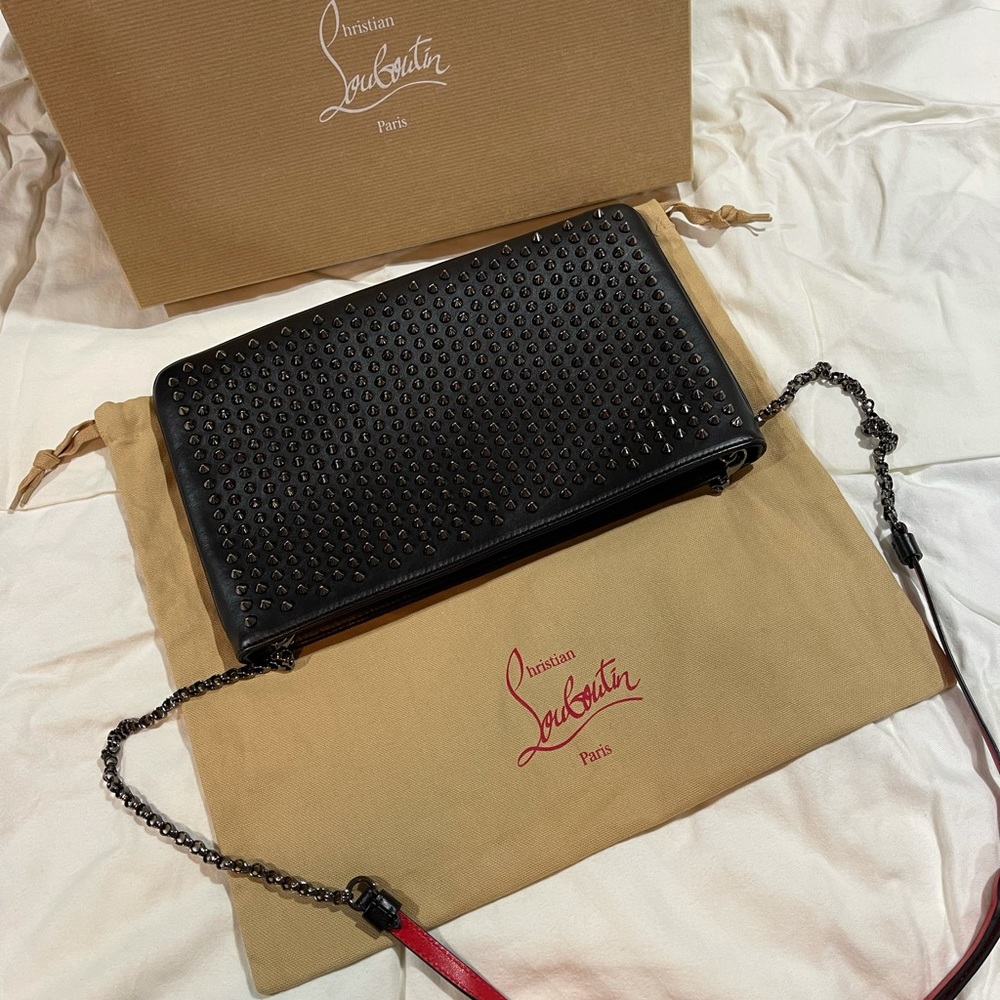 Clutch Loubiposh Spiked Black Cross Body Bag. - Picture 1 of 7
